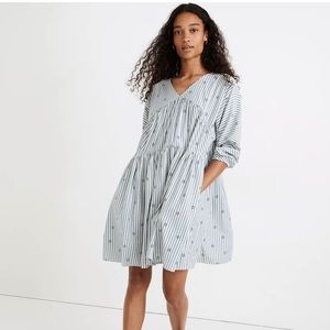 Striped V-Neck Tiered Mini Dress